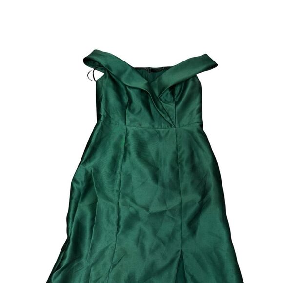 Alfred Sung D760 Hunter Green Off-Shoulder Trumpet Gown w/ Front Slit 8R - Picture 6 of 16